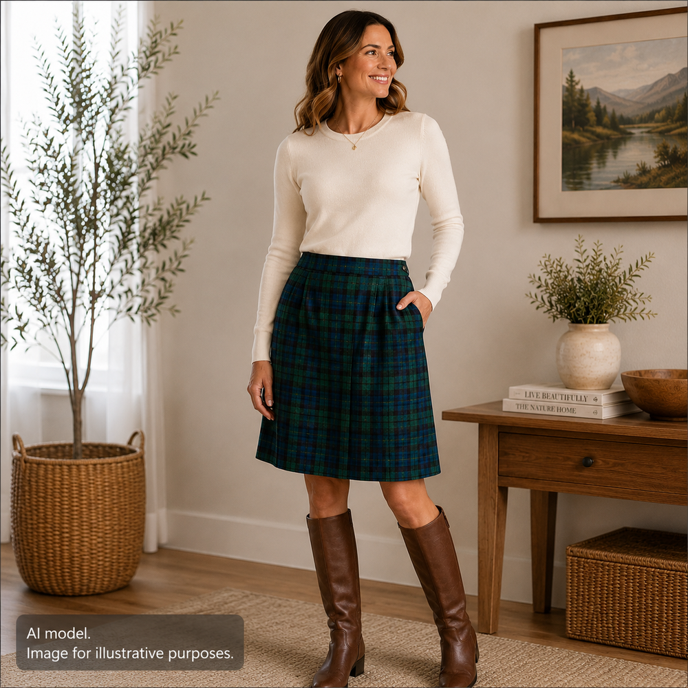 Pendleton Skirt Women 8 Blue Green Authentic Black Watch Tartan Pure Virgin Wool